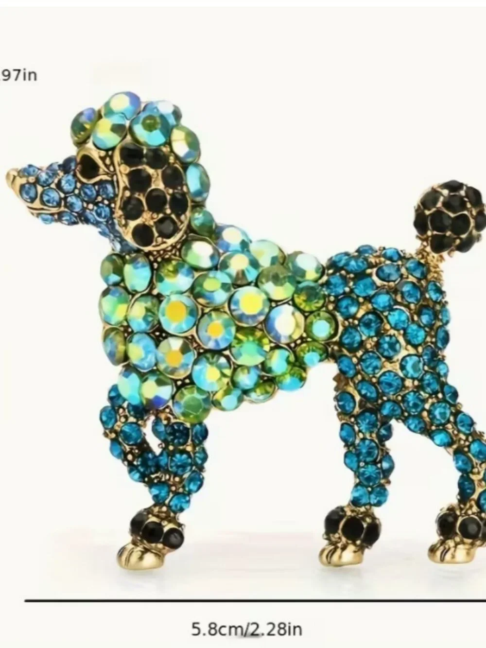 Vintage Style Crystal Rhinestone embellished Poodle Puppy Brooch